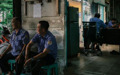 Office worker taking a break