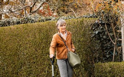 Senior person walking comfortably